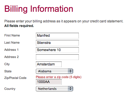 Screenshot showing bittorrent.com asking for a 5 digit zipcode